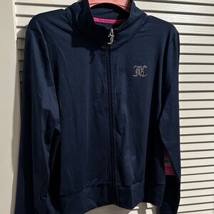 NWT Juicy Couture Regal Blue Jersey Mockneck Jacket with Rhinestone. Size XL
